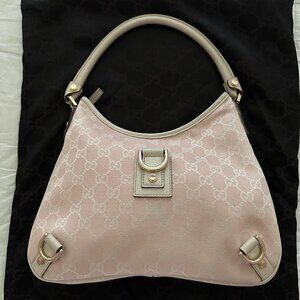 Authentic Gucci light pink GG canvas shoulder bag
